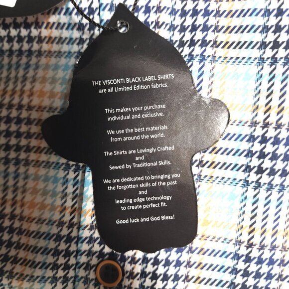 Visconti Black Mens Button Down Shirt Long Sleeve Cotton Medium‎ New GT-1152 - Picture 12 of 15